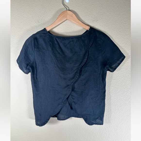 Madewell Scenic View Scallop Hem Linen Top Black - Picture 5 of 5